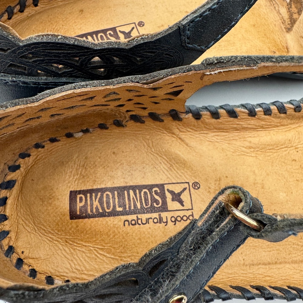 Pikolinos Puerto Vallarta 655-0906 Black Leather Mary Jane Sandals Women 8.5-9 - Picture 10 of 14